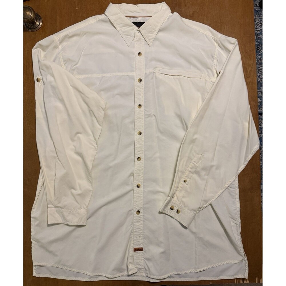 Oobe Lightweight Nylon Button Down Long Sleeved Shirt White Cream Size XXL